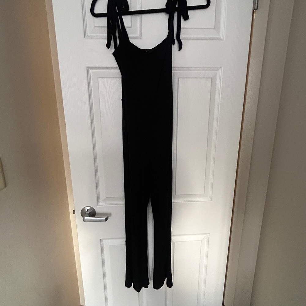 Reformation Black Tie-Strap Jumpsuit